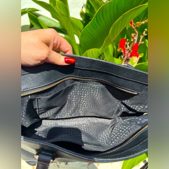 Kate Spade Black Zipper Top Leather Tote - Great condition - see pictures - Picture 8 of 11